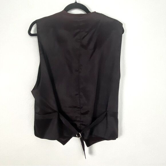 Vintage Mens L Black Tapestry Vest Grunge Wedding Steampunk Gothic Western Boho - Picture 2 of 10